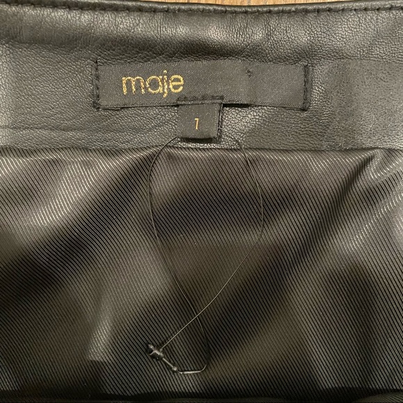 Maje Black Leather Mini Dress Small 1 - Picture 6 of 7